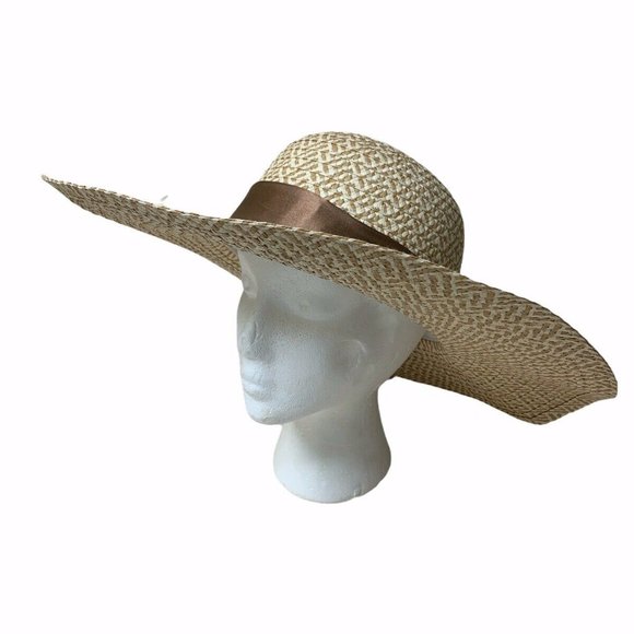 Floppy Sunhat w/Brown Accent Ribbon One Size - Picture 2 of 4